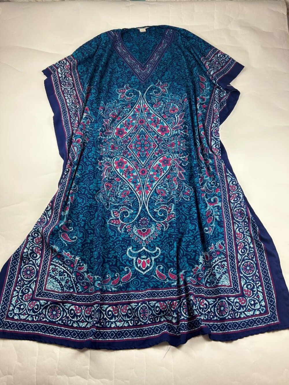 Gypsy Blu Bright Paisley Print Kaftan OS